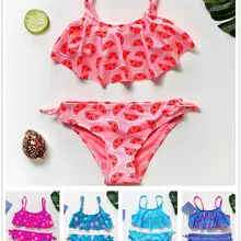 От 1 до 12 лет купальный костюм для девочек из двух предметов; одежда для купания для девочек; Детский комплект бикини высокого качества; Biquini Infantil; красивый детский пляжный wear-ST108MIX