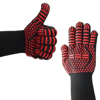 

High Quality Anti-skid Wear-resistant Cotton Gloves 800 Degree Fire Insulation Flame Retardant Glove Suit For BBQ Microwave Oven