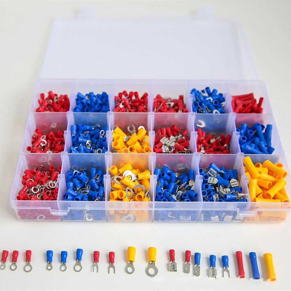 

1400pcs Terminal Set Solid Crimping Automobiles Equipment Durable Copper Electrical Wire Connectors Insulated Tool Assorted