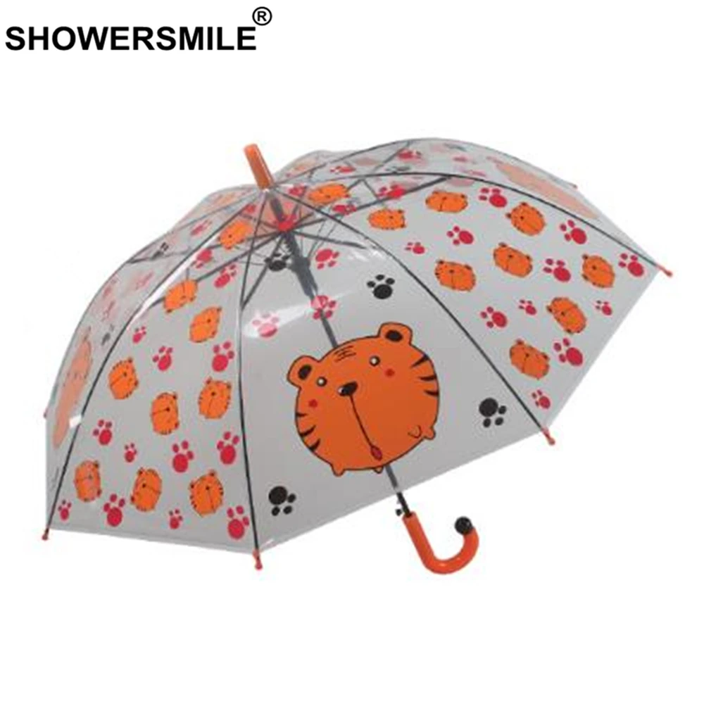 SHOWERSMILE зонтик Детский с принтом тигра прозрачный мультфильм POE пластиковый
