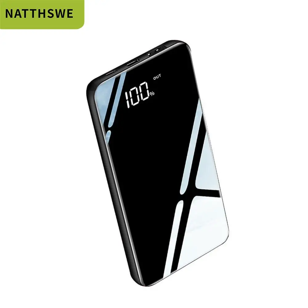 NATTHSWE ультра-тонкий 30000 мАч цифровой дисплей Быстрая Зарядка Внешний аккумулятор зеркальный полимер полный экран Портативный внешний аккумулятор