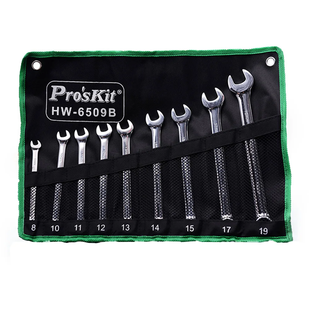 Pro'skit 9 в 1 двойной конец набор гаечных ключей с двумя головками комбинированный гаечный ключ Многофункциональный гаечный ключ Ремонт набор инструментов
