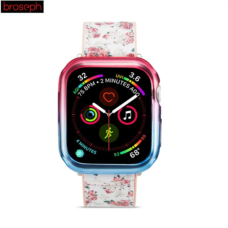 Защитный чехол для экрана iWatch, 4 полосы, 40 мм, 44 мм, цветной чехол для часов Apple Watch, серия 4, бампер для часов