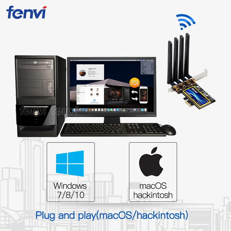 Адаптер для настольного ПК fenvi T919 Wi Fi BCM94360CD MacOS Hackintosh Bluetooth 4 0 802.11ac 2 4G/1750