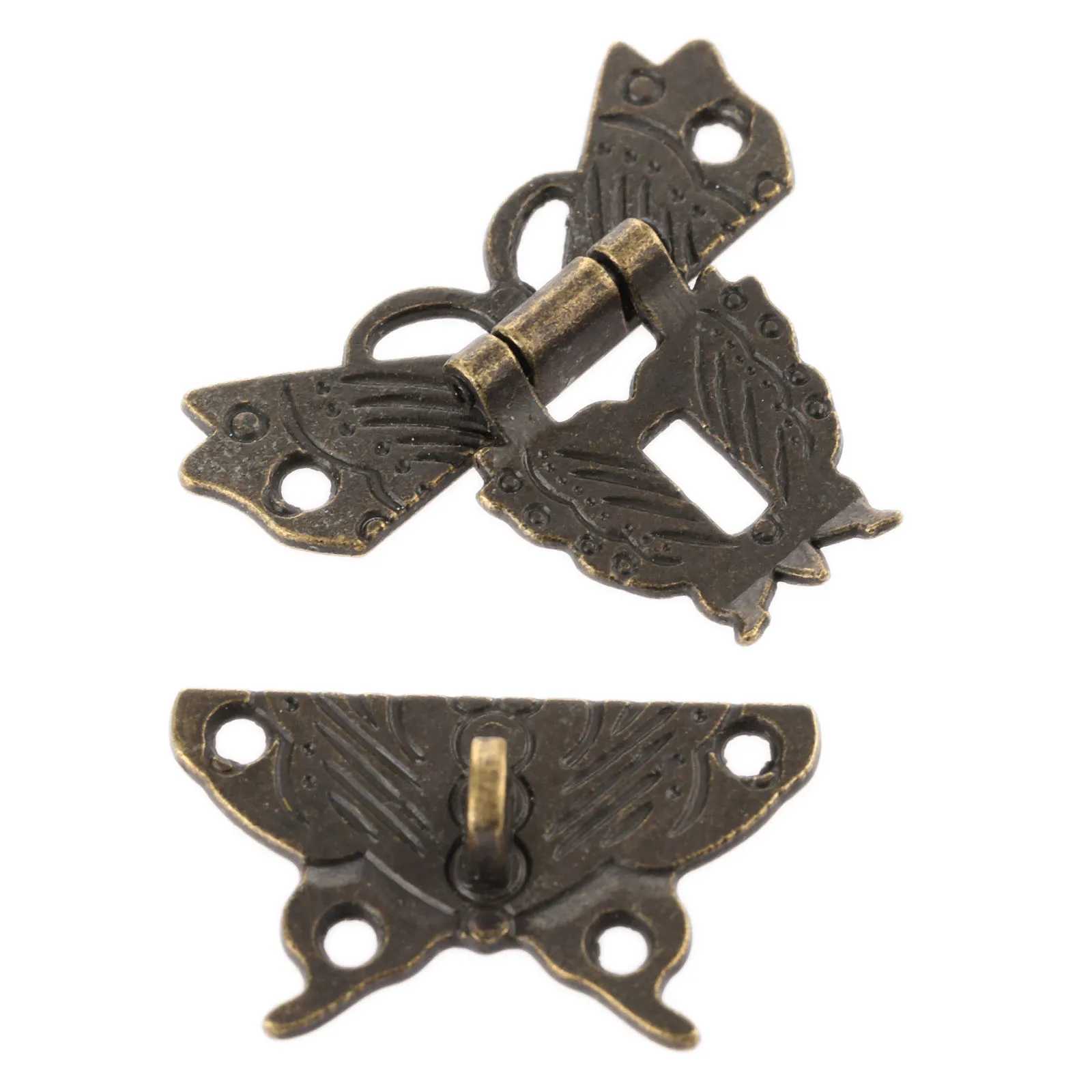 Antique Decorative Butterfly Box Latch Jewelry Box Hasp Lock Latch Vintage Hardware for Furniture Toggle Latches