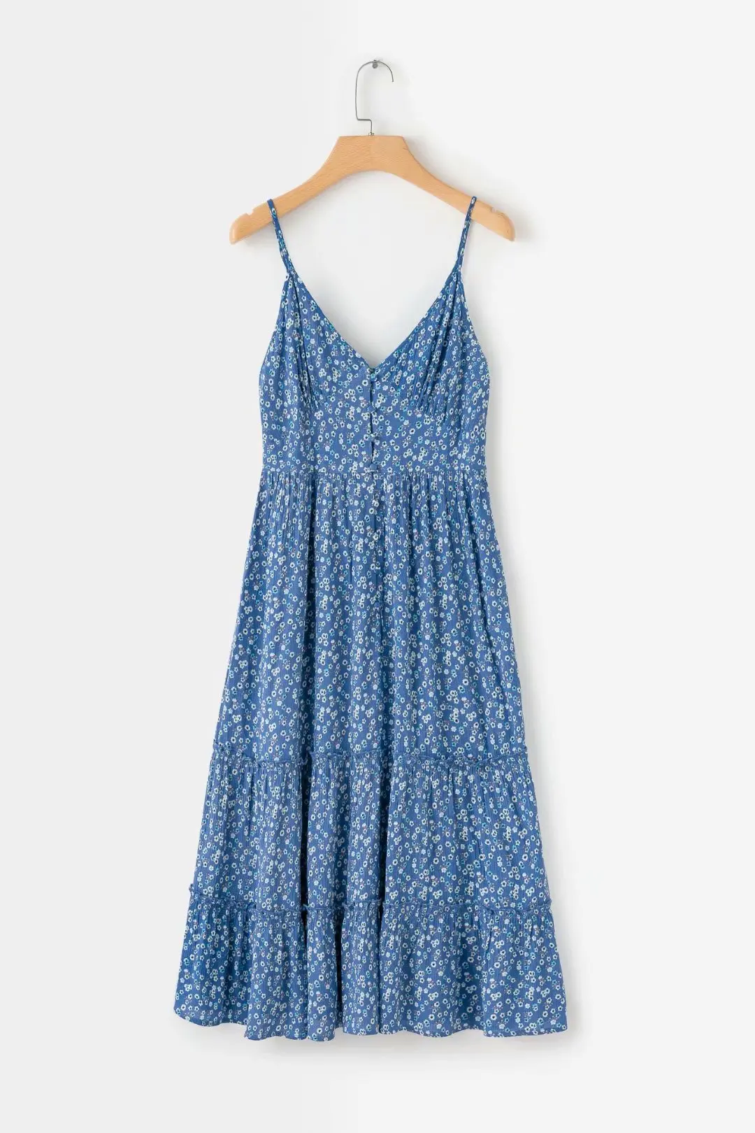 

2019 Western Style Spring And Summer Women's Dress New Style Blue Printed Camisole Dress