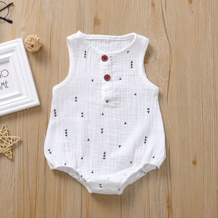 Baby Girl Romper Summer Infant Unisex Newborn Sleeveless Girls Print One-pieces Jumpsuit Baby Cotton Linen Soft Clothes Outfits Baby Bodysuits made from viscose  Baby Rompers