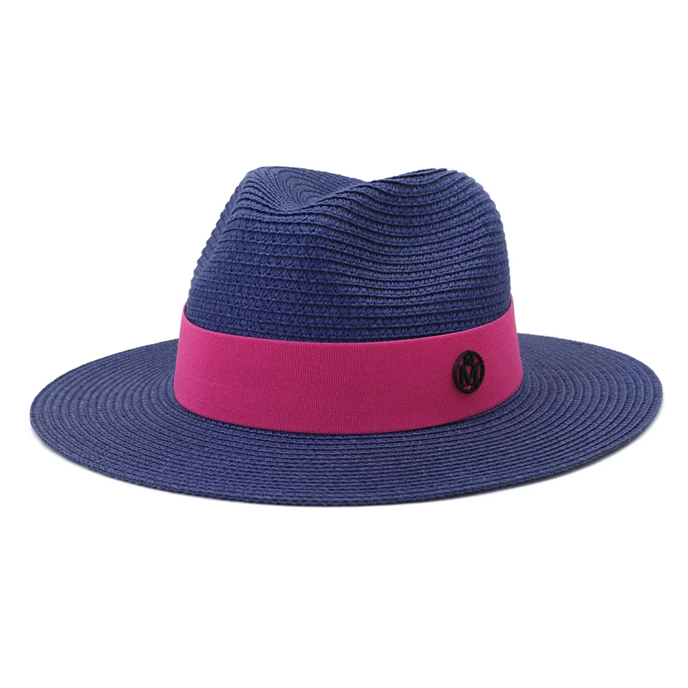 Navy Blue Straw Hat Sun Hat Outdoor Sun Hat Straw Hat Seaside Sunscreen Beach Hat Sun Hat Various