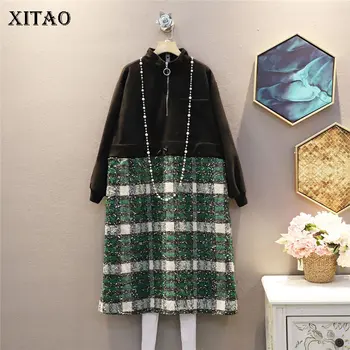 

XITAO Striped Dress Fashion New Women Patchwork Pocket Full Sleeve Elegant Hem Minority Casual Style Loose 2020 Dress ZY1673