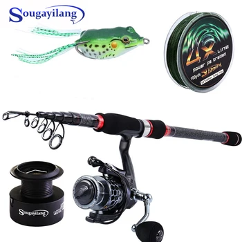 

Telescopic Spinning Fishing Rod with Fishing Reel with Free Spare Graphite Spool Frog Lure Fishing Line