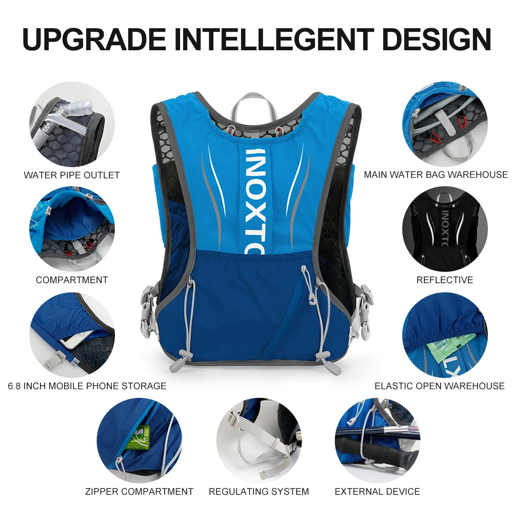 INOXTO Men's Women's Outdoor Sports Running Backpack Marathon Moisturizing Vest Suitable for Sharing Cycling Hiking Water Sports