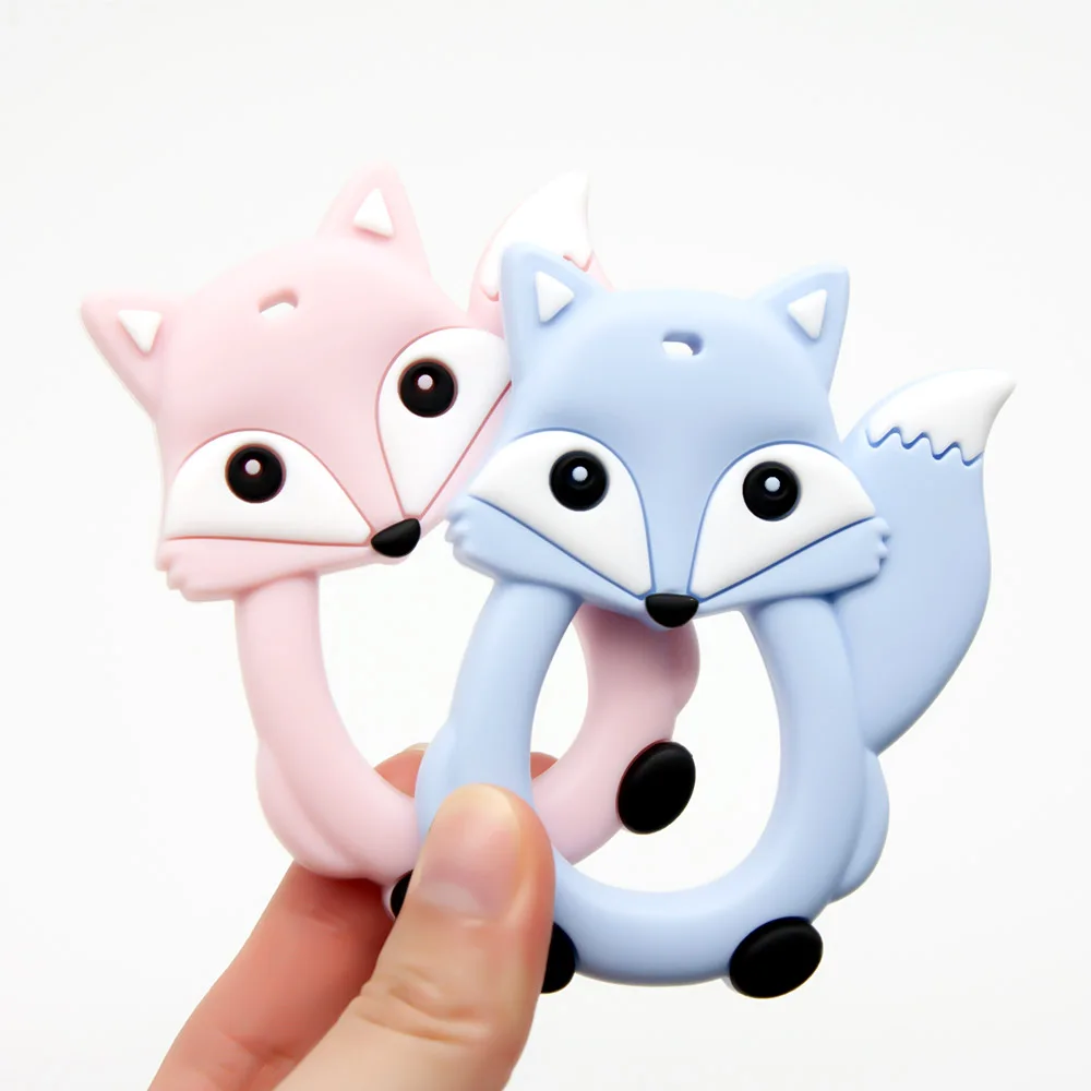 Cute-idea 1pc Fox Cartoon Silicone Beads Baby Teethers Food Grade Teething DIY Baby Nursing Chewing Pacifier Chain ClipToys 2