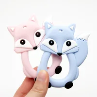 Cute-idea 1pc Fox Cartoon Silicone Beads Baby Teethers Food Grade Teething DIY Baby Nursing Chewing Pacifier Chain ClipToys 2