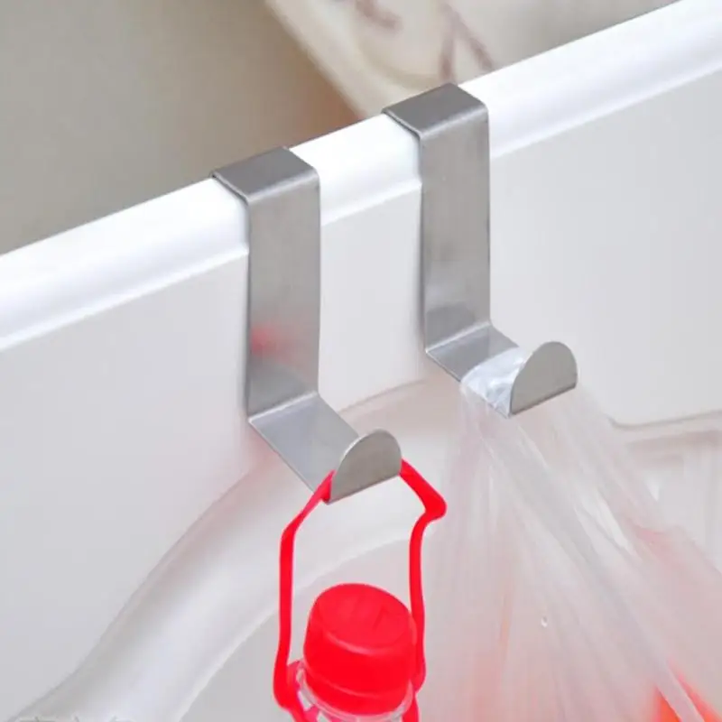 4pcs Practical Stainless Steel Door Hook Z Type Kitchen Bathroom Hooks Clothes Holder Suitable for Kitchen Dining Home Hook Rack