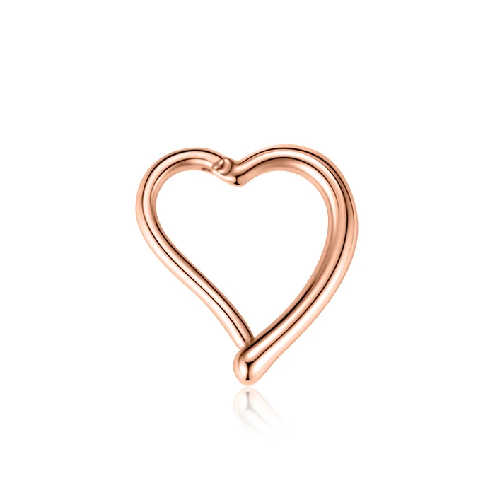 Rose Gold GAGABODY 16 г сердце пирсинг для носовой перегородки сегмент шарнирная носовая Штанга ювелирные изделия пирсинга хрящей Tragus Rook серьги 10 мм - Окраска металла: Rose Gold