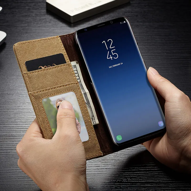 Джинсовый Магнитный Флип бумажник чехол для samsung galaxy S9 S8 S10 Plus S6 S7 Edge Note 8 9 S10e + Чехол