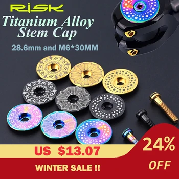 

RISK 1 Set 28.6mm MTB Road Bike Stem Cover Headset Top Cap with M6*30 Bolt Screw Ultralight Titanium Alloy Bicycle Accessory