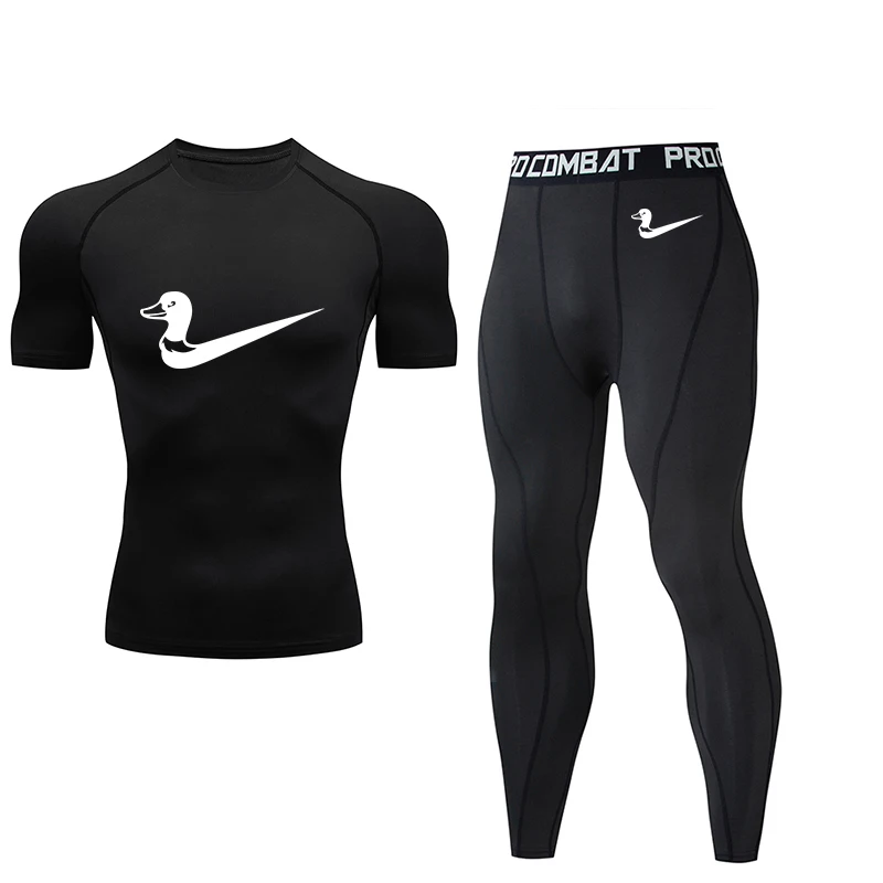 Новый Сжатый мужской короткий рукав брюки набор фитнес для мышц Рашгард MMA Keep Fit Быстросохнущий тренажерный зал Мужская спортивная одежда с