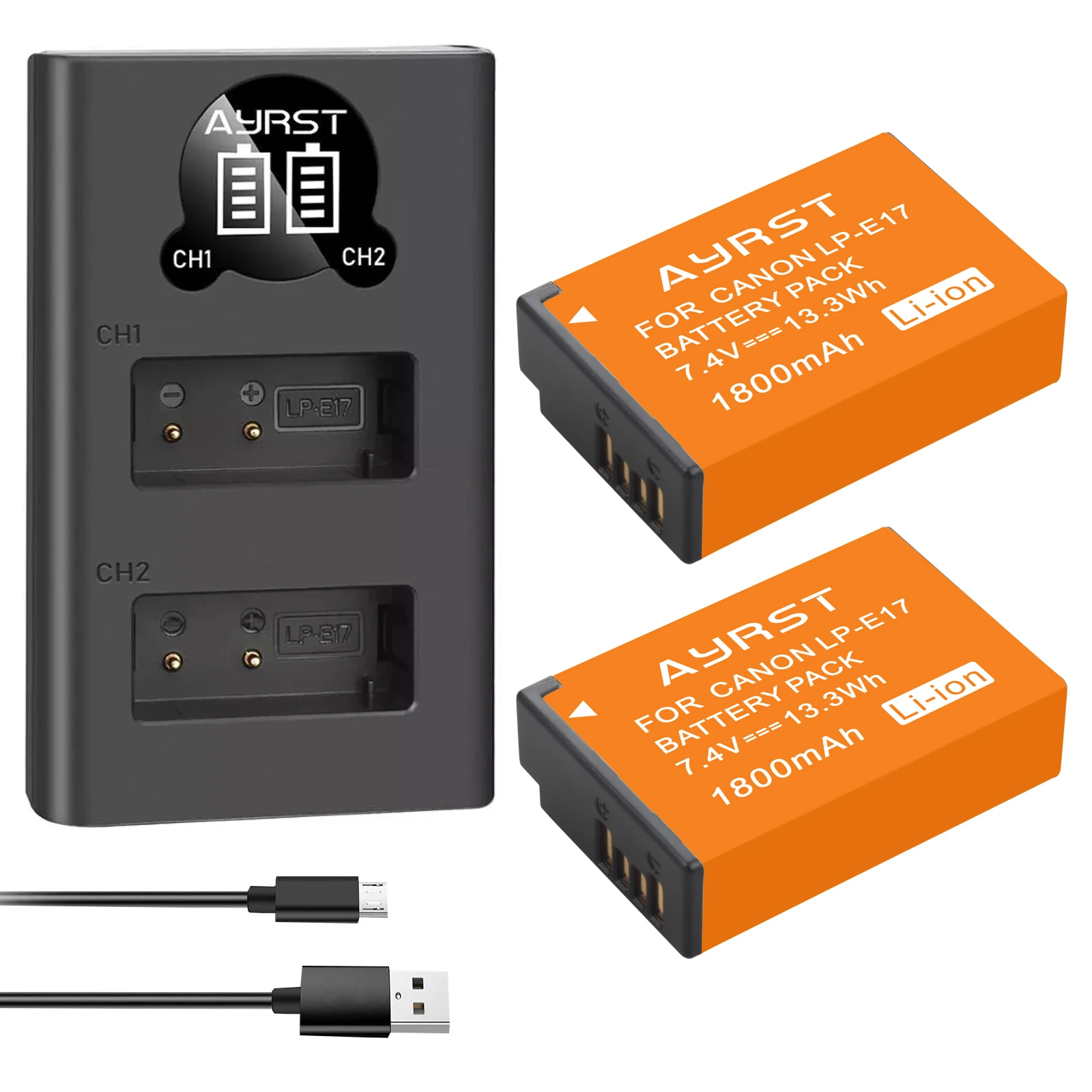 2Pcs LPE17 LP E17 LP-E17 Battery + LED USB Dual Charger for Canon EOS 200D M3 M6 750D 760D T6i T6s 800D 8000D Kiss X8i Cameras |