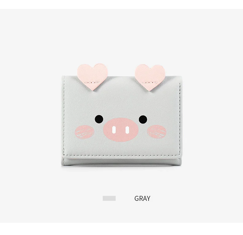 Cartoon Pig Cute Kawaii Wallet for Teen Girl Small Candy PU Leather Rfid Wallets Women 2019 Ladies Hasp Fashion Handy Coin Purse (14)