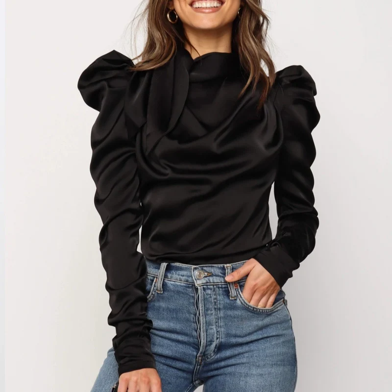 Meihuida 2019 New Autumn Women's Long Sleeve clothing Blouses Solid Stack Sleeve Shirts Female Camisas Blusa Mujer
