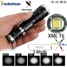 Super Bright Waterproof Most Powerful XML-T6 LED Flashlight Zoomable 5 modes torch 18650 Belt Clip Lantern z90 for outdoor FS