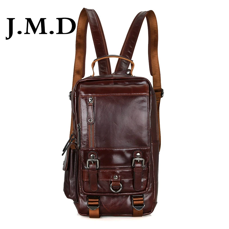

J.M.D Tanned Leather Mens Multifunction Backpack For Student School Girl's Backpacks Travel Bag 2002