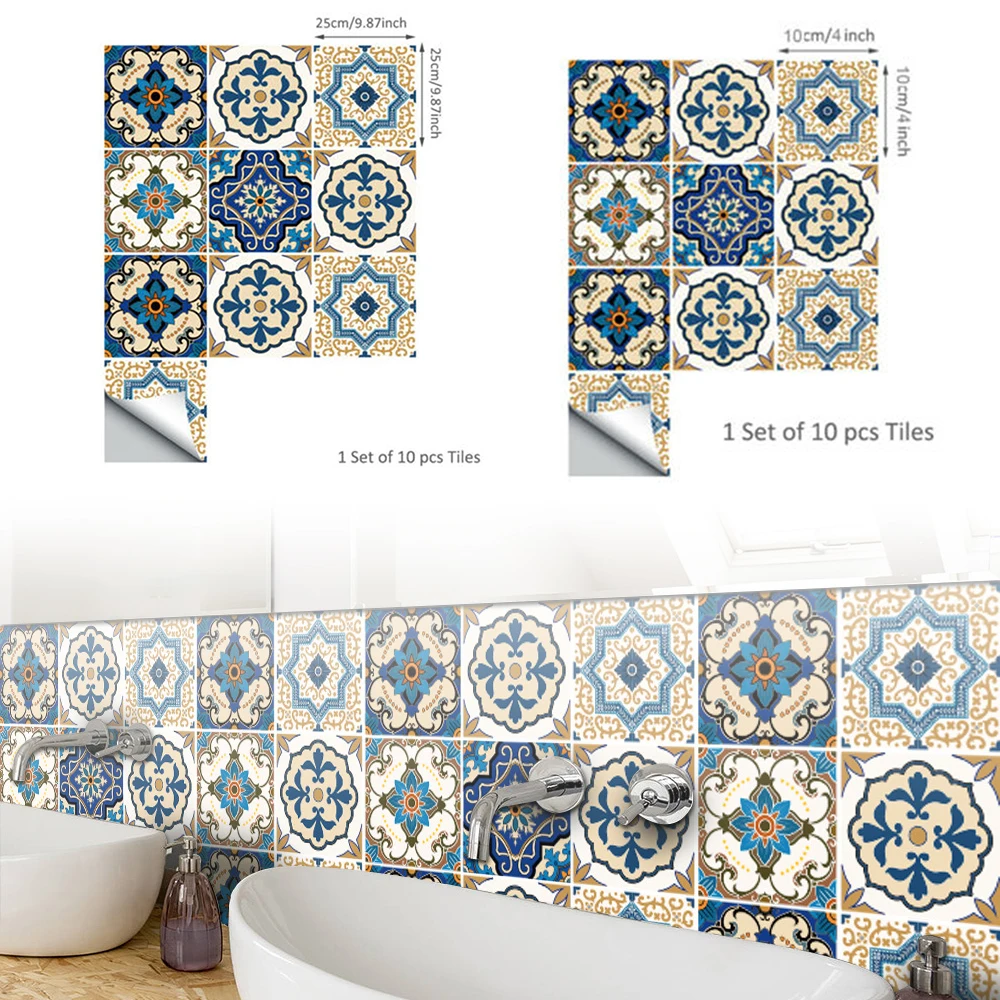 10 шт. синяя Марокканская ванная комната кухонная стена для лестницы и пола плитка