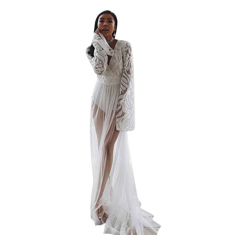 

Long Dress Bikuni 2PC Set V-Neck Solid Full Plus Size Dress Elegant Swimwear Bohemian Fit and Flare White Dress Ankle-Length New
