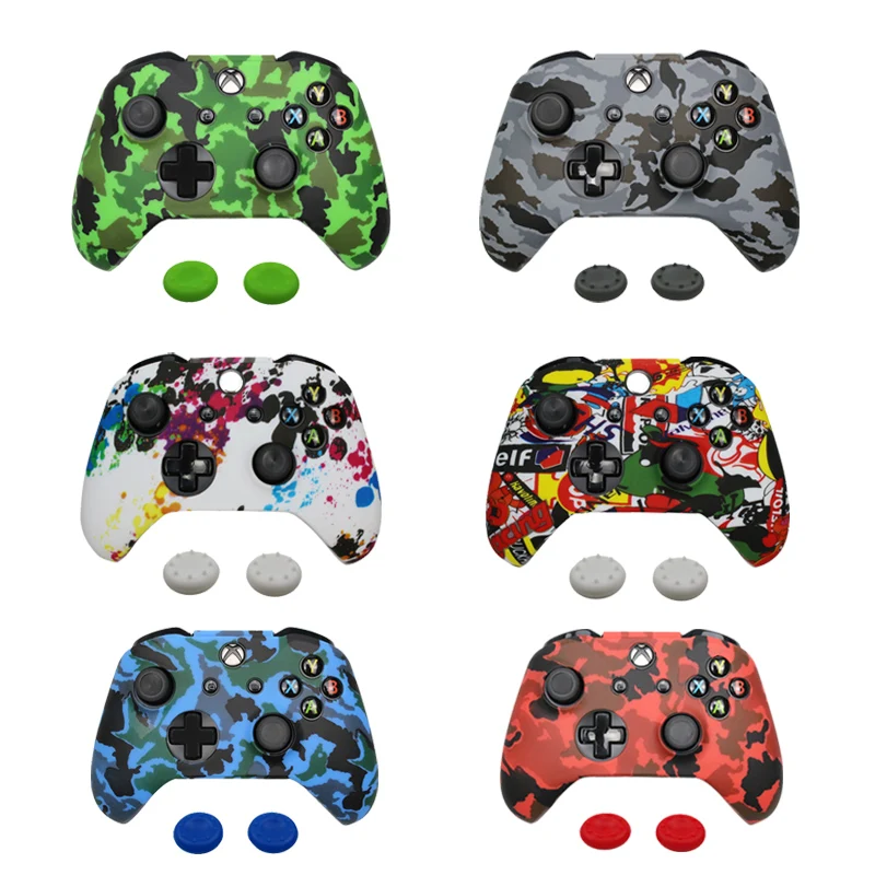 For Xbox One S Controller Gamepad Camo Silicone Cover
