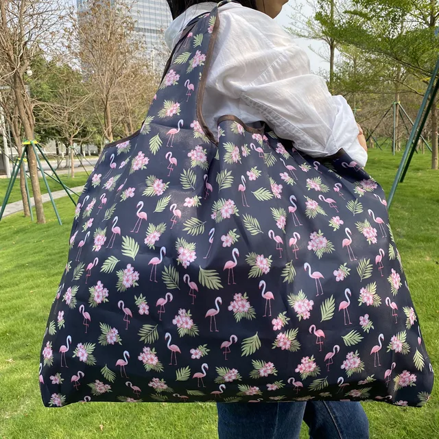 Foldable Shopping Bag Reusable Grocery Bag Tear-Proof Nylon Bag Suitable For Grocery Recycling Gift Bag Large 22049