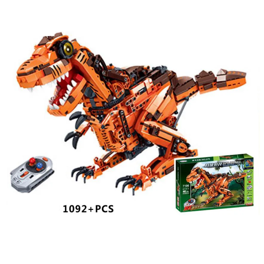 

Technics 2.4Ghz remote radio control dinosaur moc block assemble Tyrannosaurus Rex model rc toy collection with light sound