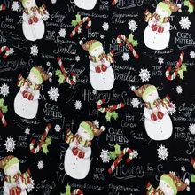 110 см ширина Рождество Белый Снеговик Снежинка черная хлопчатобумажная ткань для ребенка рождественские украшения DIY-BK598