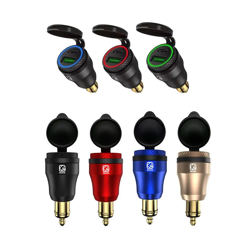 

Waterproof Motorbike 12V 24V QC3.0 USB Type C PD Fast Charger Power Adapter Hella DIN Plug for BMW Ducati Triumph Motorcycle