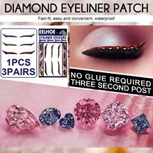 

EELHOE Eyelid Line Sticker Three-Color Diamond Eyeliner Shiny Eyeshadow Stage Party Nightclub Eye Makeup