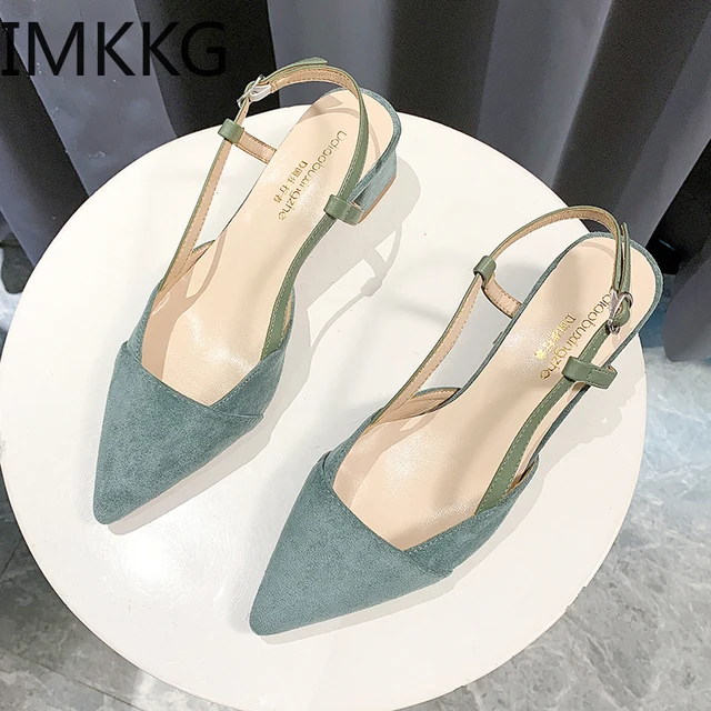 2020 new fashion summer women pumps woman buckle beige single shoes square heels comfortable dress party shoes zapatos de mujer 6