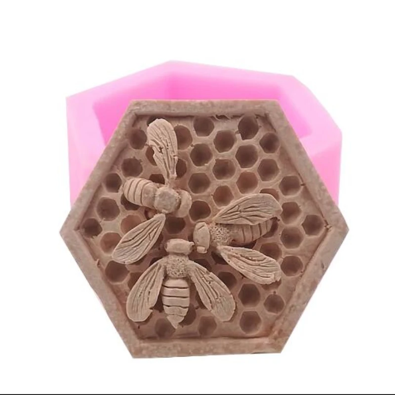3D Bee Honeycomb Silicone Soap Decorating Bakeware Mould Candle Fondant Cake Accessories Mousse Kitchen Molds Resin Crafts