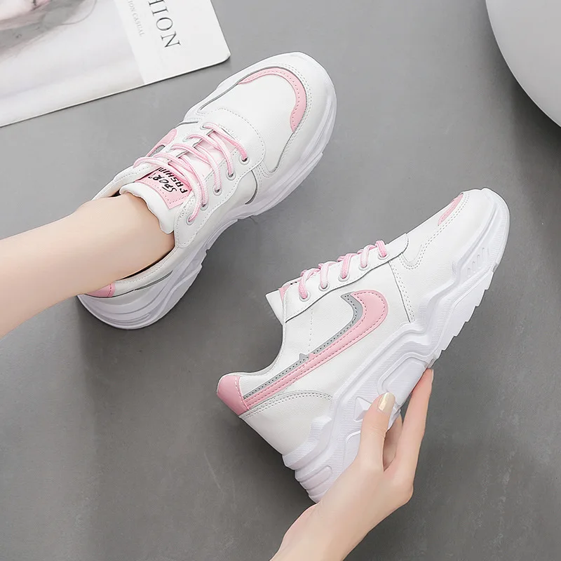 

[Autumn New Style] School Teenager Students Sports Running Shoes Online Celebrity-Style Leather WOMEN'S Shoes
