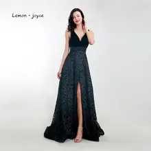 Лимонное joyce Формальные Вечерние платья Новые товары Сексуальные с открытой спиной с высоким разрезом вечерние платья черные платья для выпускного вечера