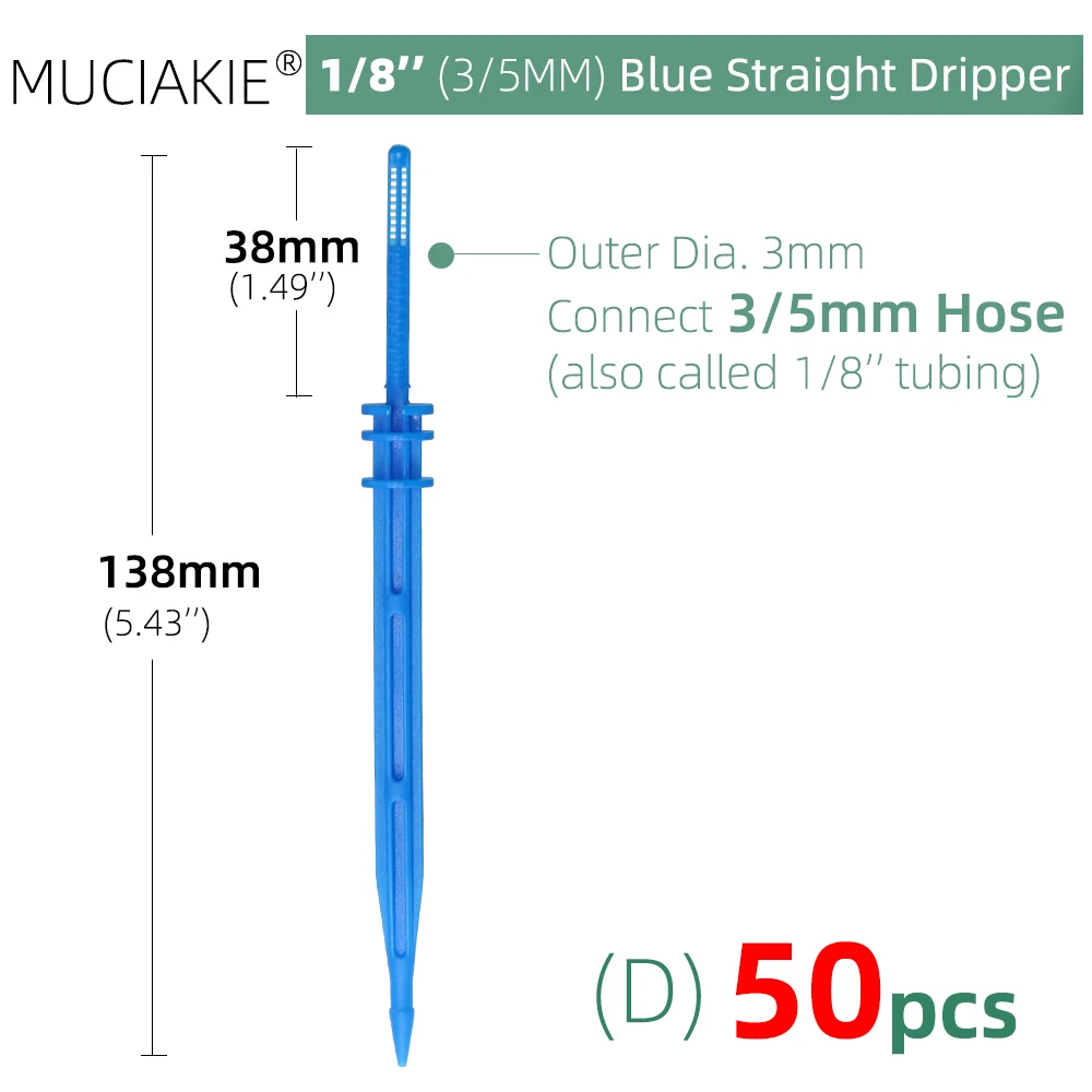 MUCIAKIE 24 Types 3/5MM 1/8'' Micro Drippers Fittings Garden Drip Irrigation Emitters Compensation 2/3/5/6-Way Coupling Adaptor self watering kit