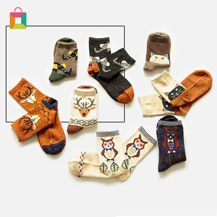 

Spring animal cartoon fox elephant female middle tube cotton socks casual rabbit sheep tide socks elk Glittery