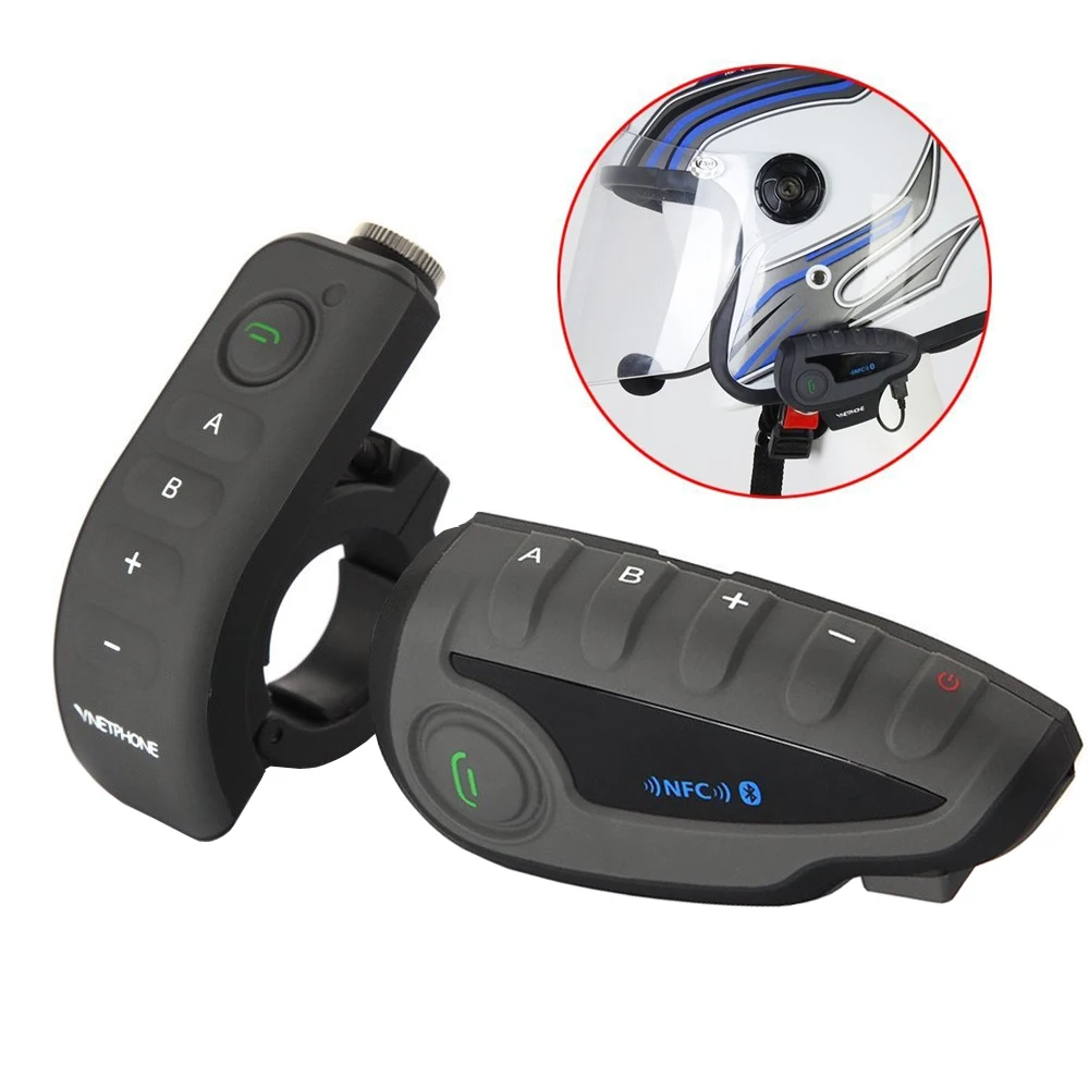 V8 Bluetooth Motorcycle Helmet Intercom remote control 1200M for 5 Riders Interphone Headset FM radio
