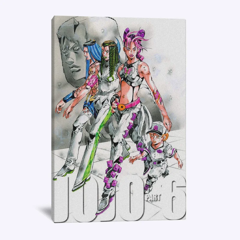 JOJO часть 6 Камень океан аниме настенное искусство рамка деревянная холст
