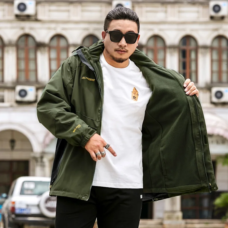 Новинка плюс размер 8XL 7XL мужская зимняя флисовая куртка 2 шт. уличная спортивная ветровка Рыбалка Туризм Кемпинг Лыжная брендовая куртка