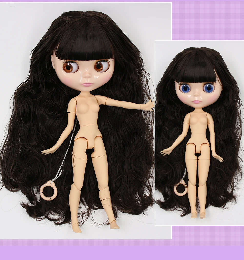 Neo Blythe Doll with Brown Hair, Natural Skin, Shiny Cute Face & Custom Jointed Body 2