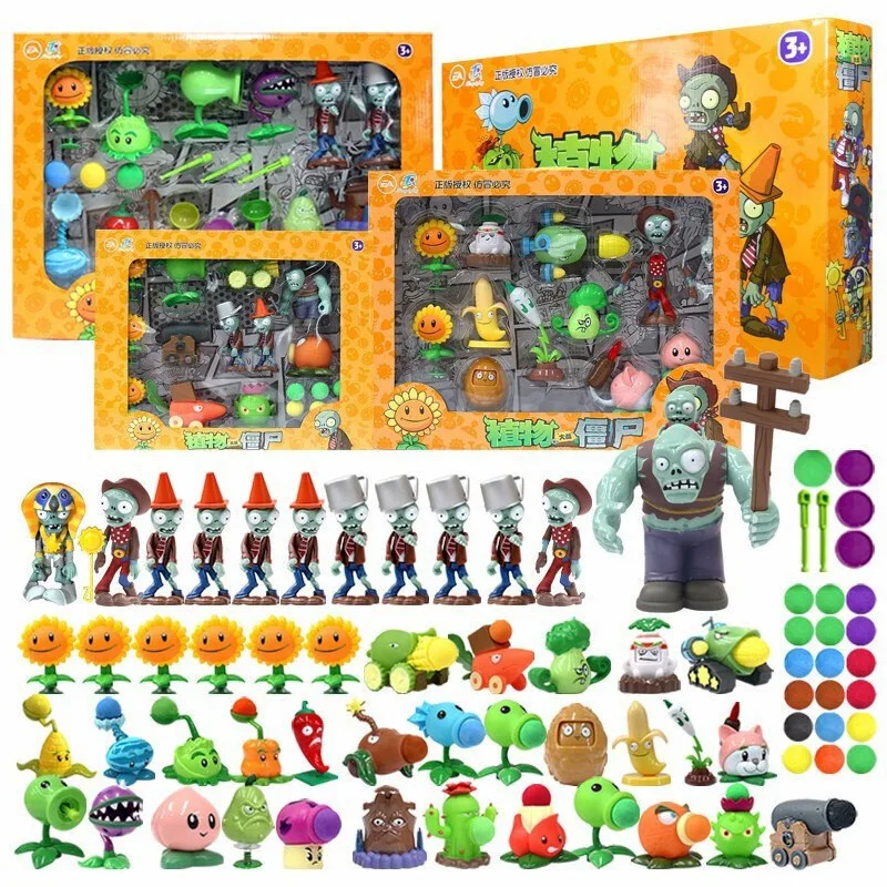 Plants vs Zombies 2 Toys Set Series Original Anime Action Figures Soft Silicone Zombie Birthday Christmas New Year Gift Boys | Игрушки и