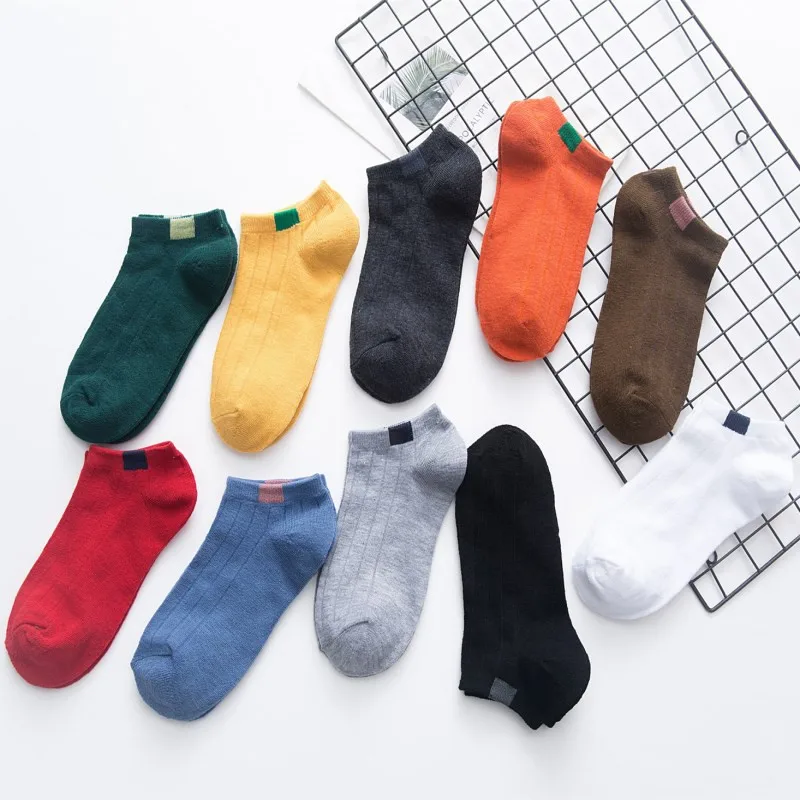 

1 Pair Summer Candy Color Stripe Cotton Socks Adult Size Comfortable Ankle Invisible Fashion Expression Short Socks