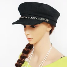 Женская льняная военная шляпа для лета дышащая Модная стильная школьная уличная одежда крышка для кормления темно-синяя кепка 55 см 57 см 59 см S390