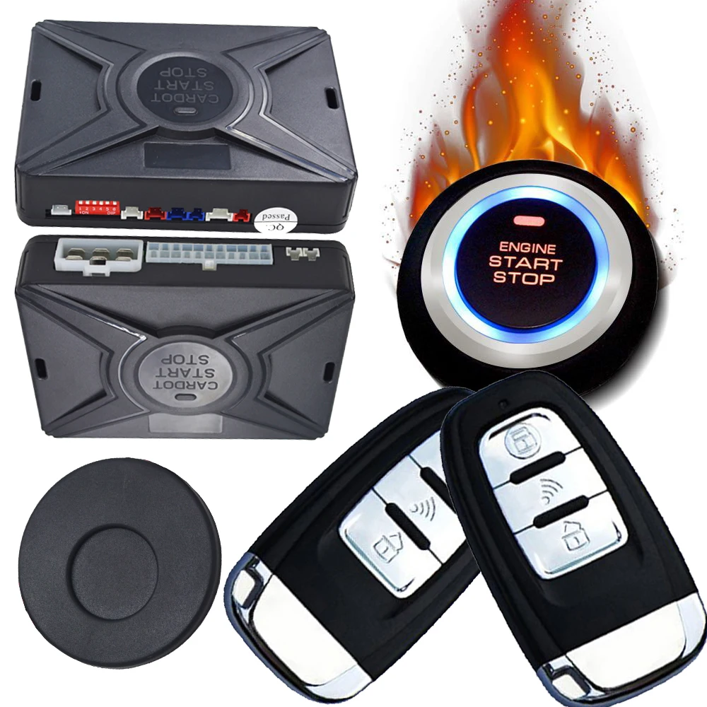 Cardot Passive Car Alarm System Smart Key Auto Keyless Entry Ignition Button Start Stop