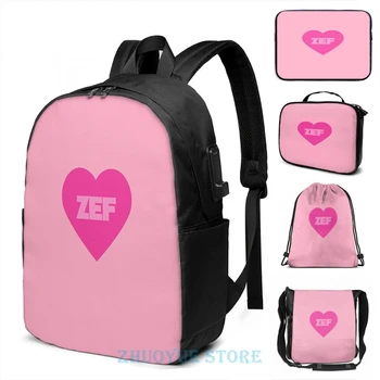 

Funny Graphic print Zef Heart Design USB Charge Backpack men School bags Women bag Travel laptop bag